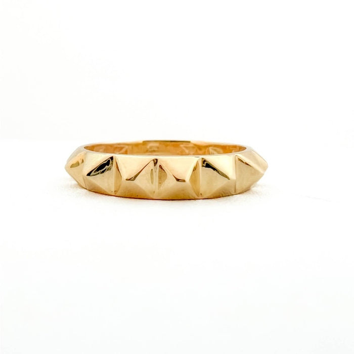 14k Yellow Gold Spike Pyramid Eternity Ring