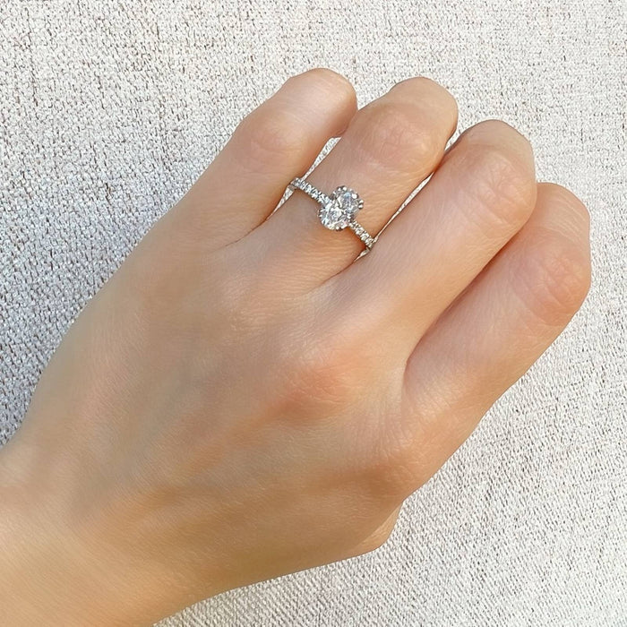 Oval Diamond Engagement Ring in 14K White Gold