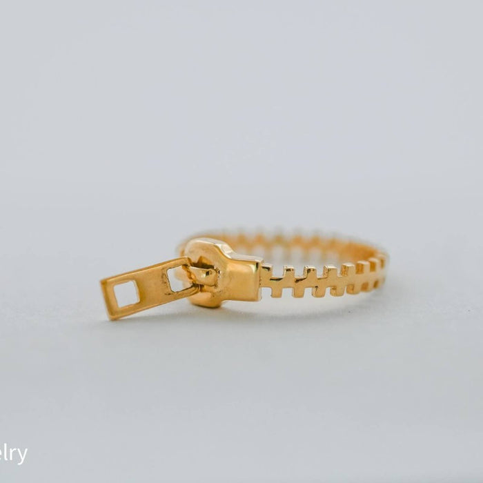 14k Yellow Gold Zipper Band Ring