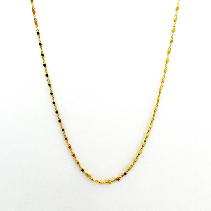 14k Yellow Gold Solid Square Bead Chain Necklace