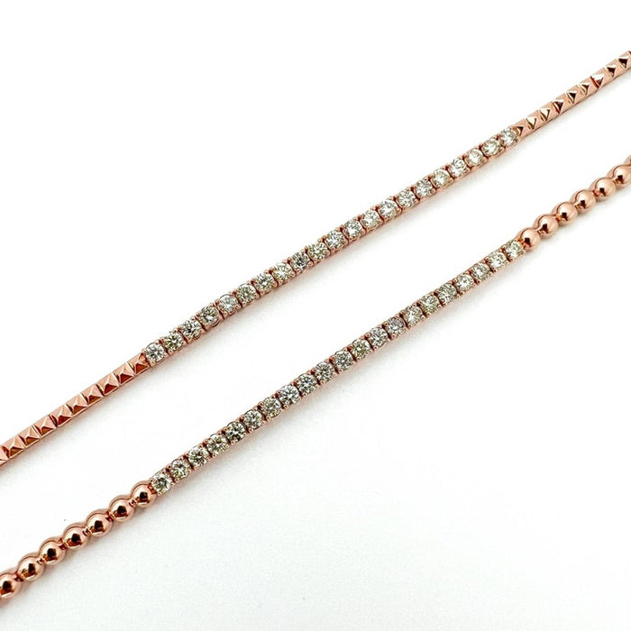 Gold Spike And Diamond Tennis Bracelet 14K Rose Gold