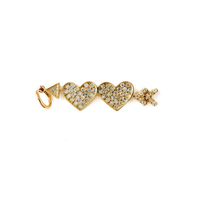 Arrow Heart  Diamond Charm Pendant 14K Yellow Gold