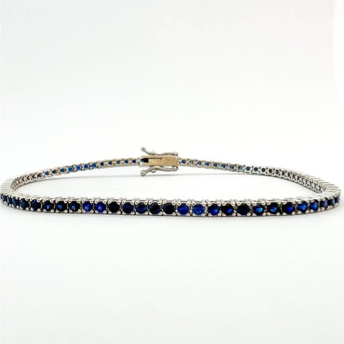 Blue Sapphire Tennis Bracelet 14K White Gold