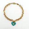 Rolo Link Bracelet with Heart Charm 14K Yellow