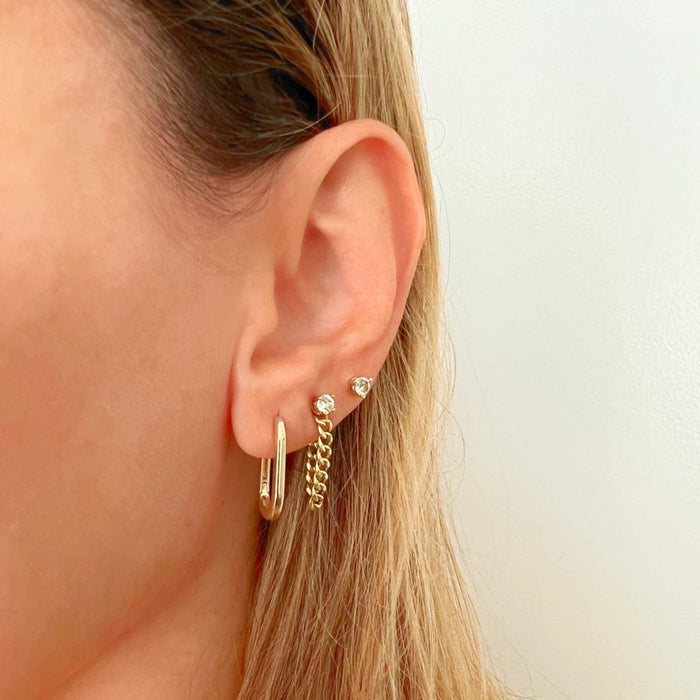 Paper Clip Huggie Hoops Earrings 14K Yellow Gold