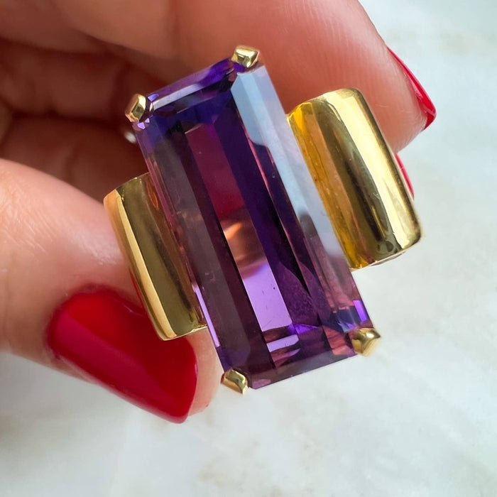 14K Yellow Gold Amethyst Vintage Ring