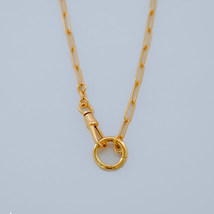 Charm Holder 14k Yellow Gold Paperclip Necklace