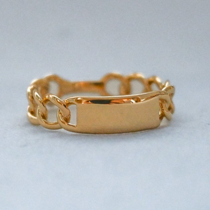 Curb Link Plate Ring 14K Yellow Gold