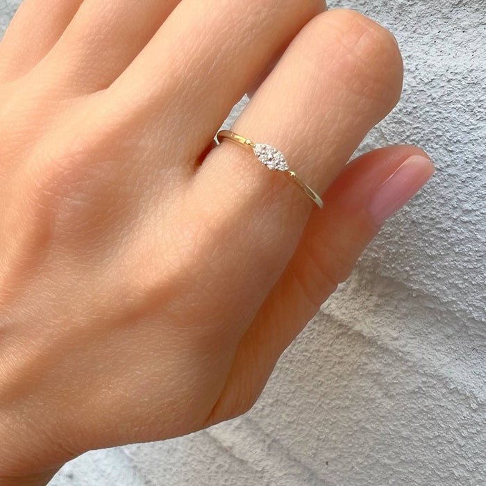 10K Yellow Gold Diamond Dainty Ring