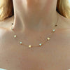 Star and Opal Station Chocker Necklace 14K Yellow Gold