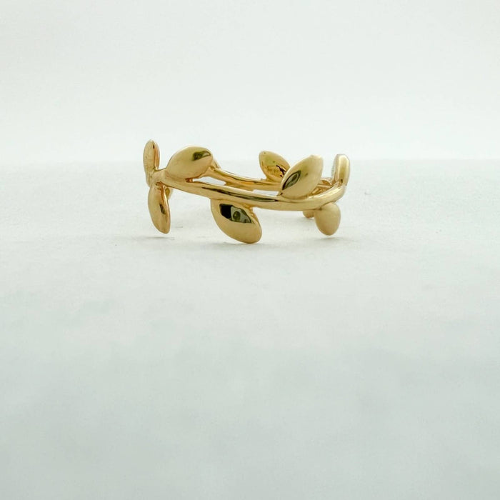 14K Yellow Gold Olive Leaf Band Ring