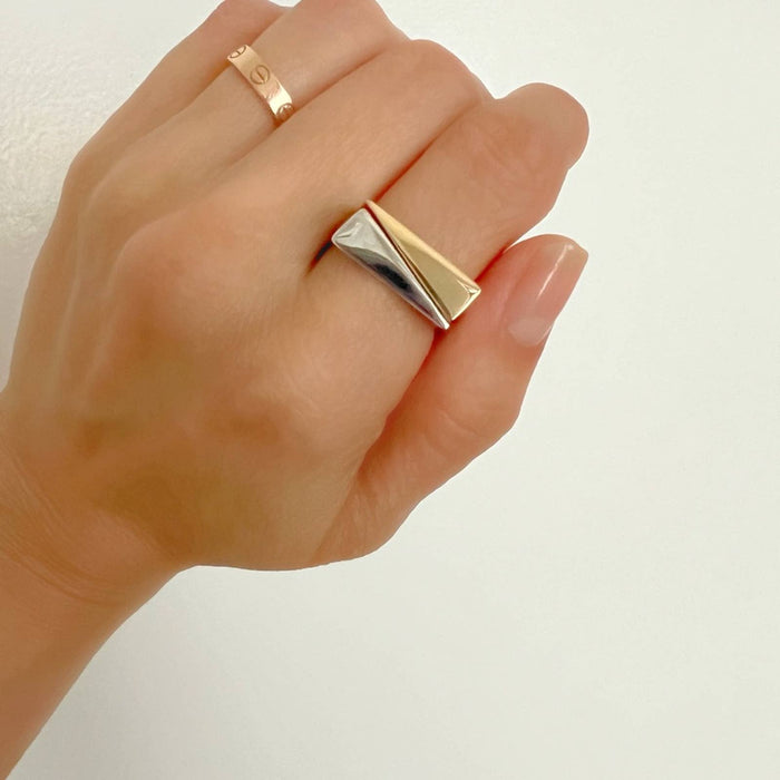 Triangle Slice Italian 14k Gold Stackable Ring