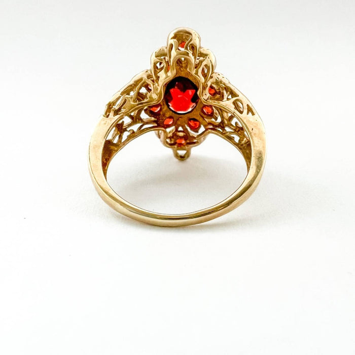 Antique Garnet 10K Yellow Gold Cluster Ring