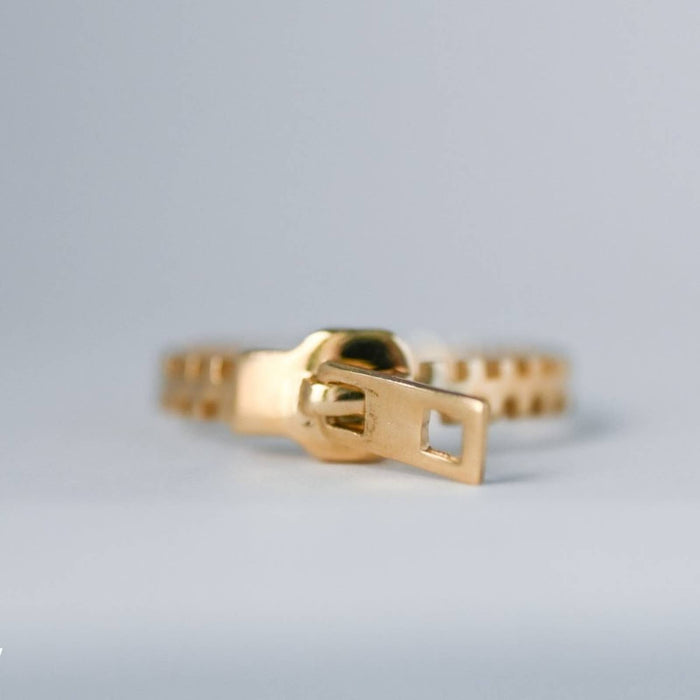 14k Yellow Gold Zipper Band Ring