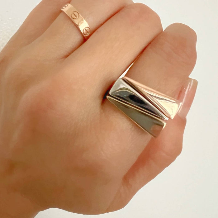 Triangle Slice Italian 14k Gold Stackable Ring