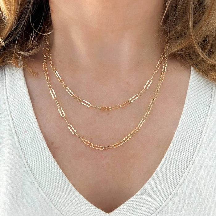 Mirror Paperclip Necklace 14K Yellow Gold