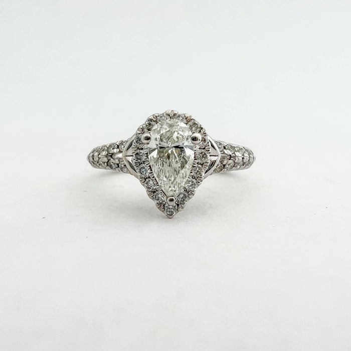 Pear-Shaped Diamond Frame Engagement Ring 14K White Gold