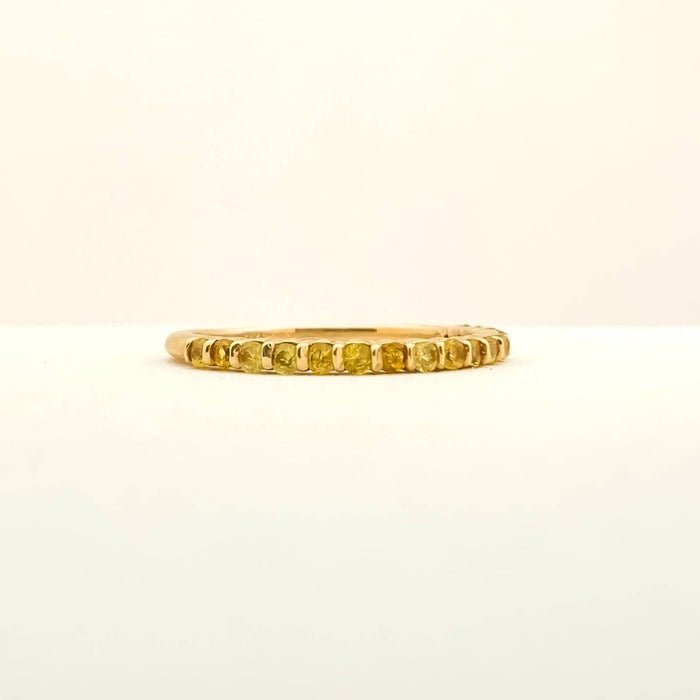 14K Yellow Gold Yellow Sapphire Band Ring.