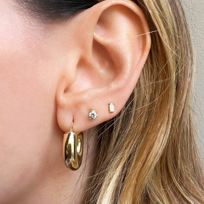 14K Yellow Gold Chunky Hoops Earrings.