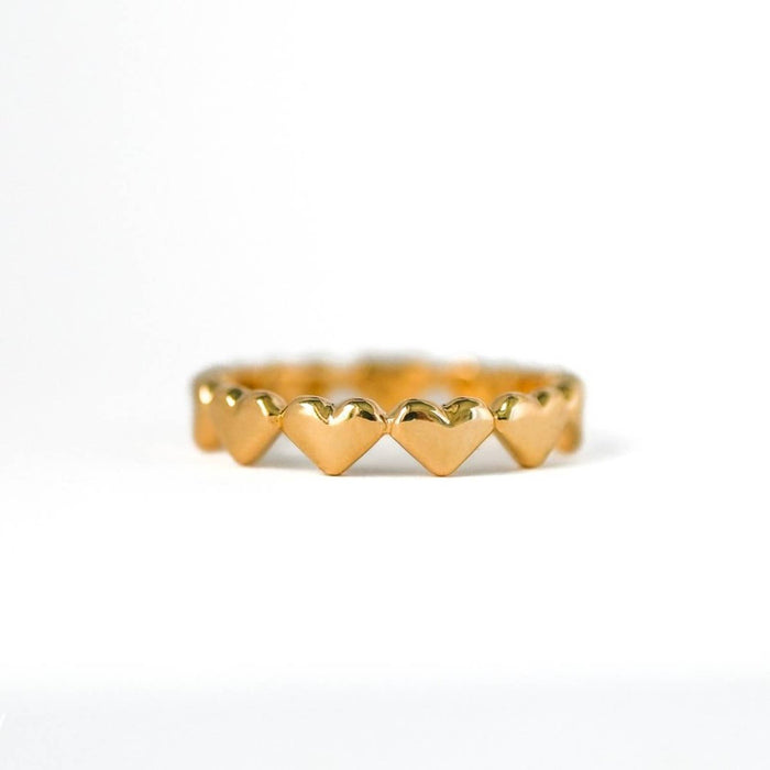 14K Yellow Gold Eternity Heart Ring