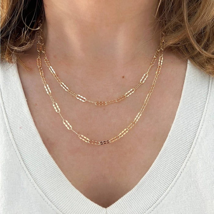 Mirror Paperclip Necklace 14K Yellow Gold