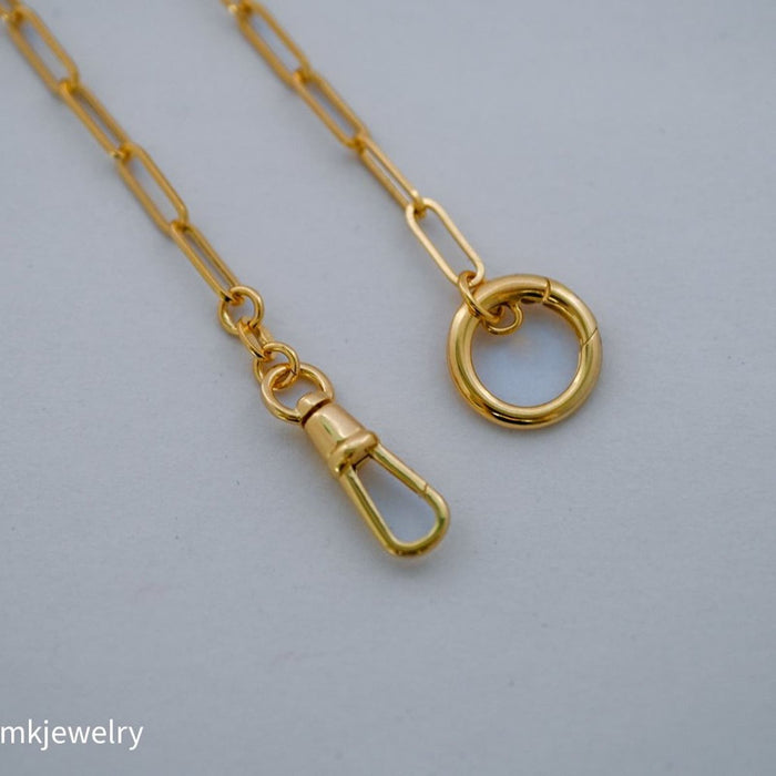 Charm Holder 14k Yellow Gold Paperclip Necklace