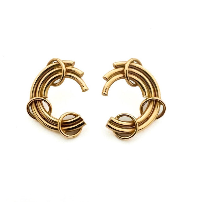 Vintage 14K Yellow Gold C Shaped Statement Earrings