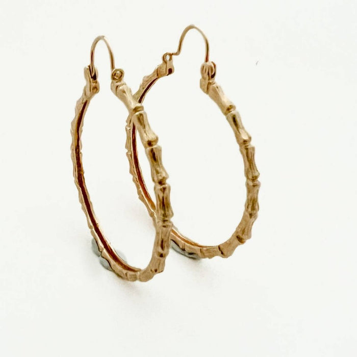 18k Yellow Gold Bamboo Hoop Earrings