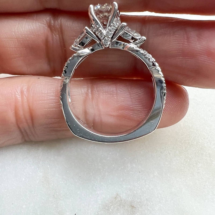 Pear-Shaped Diamond Frame Engagement Ring 14K White Gold