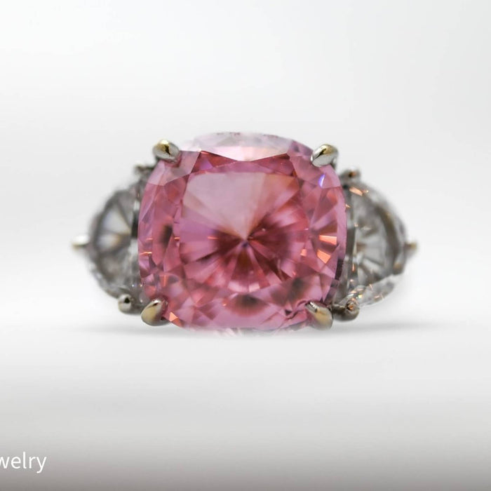 9 Carat Cushion Cut Pink Topaz Cocktail Ring 14k White Gold