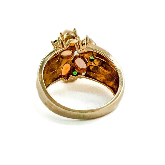 14K Yellow Gold Opal and Emerald Vintage Ring