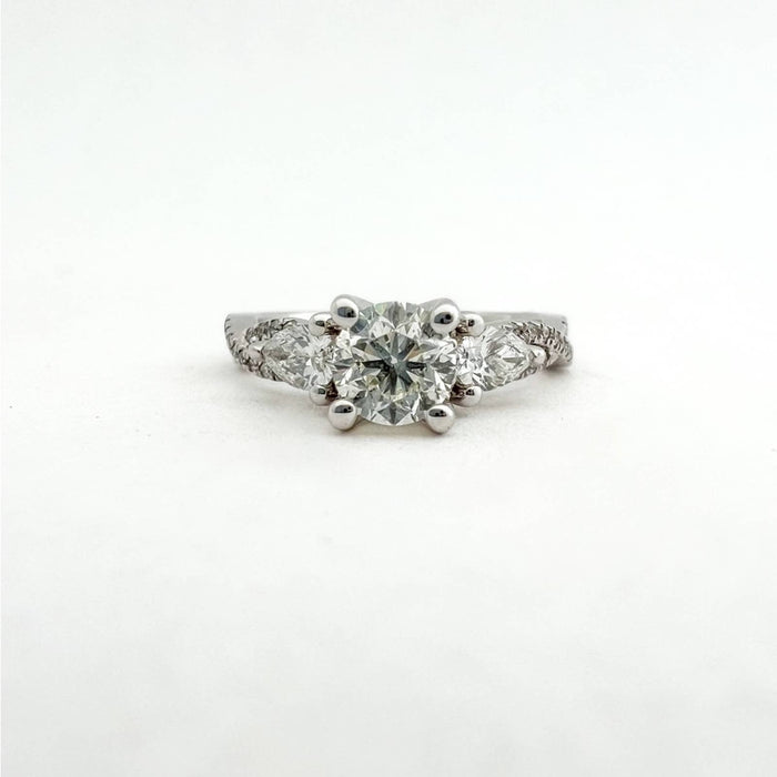 Diamond Trinity Engagement Ring 14K White Gold