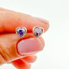 Bezel set Amethyst heart studs 