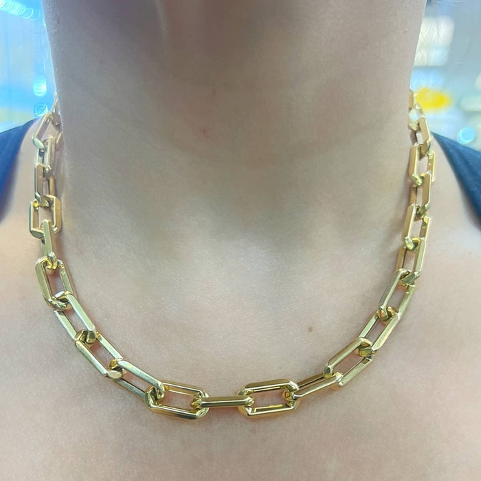 14K Yellow Gold Chunky Paperclip Necklace