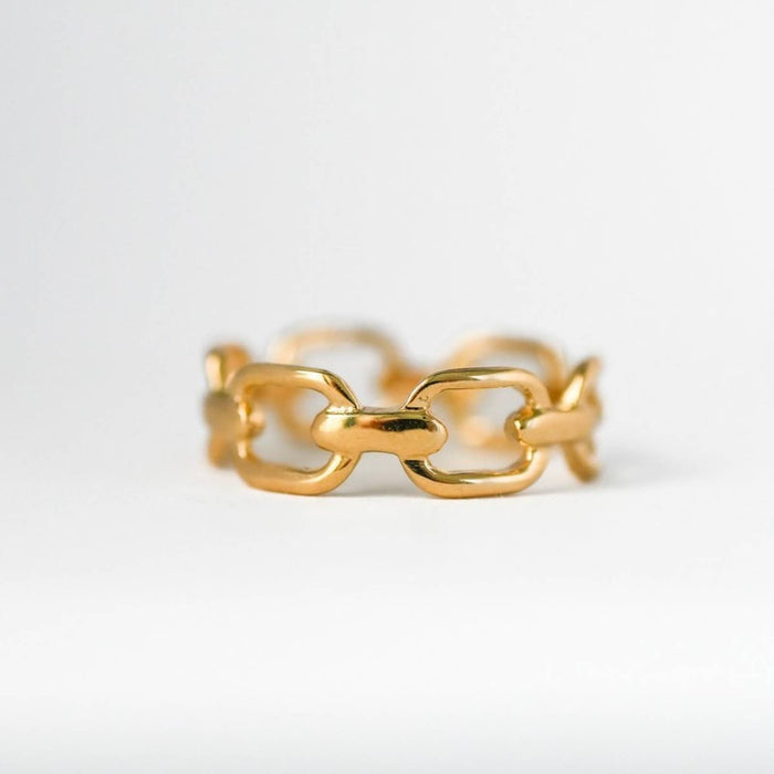 14K Yellow Gold Wide Chain Link Band Ring