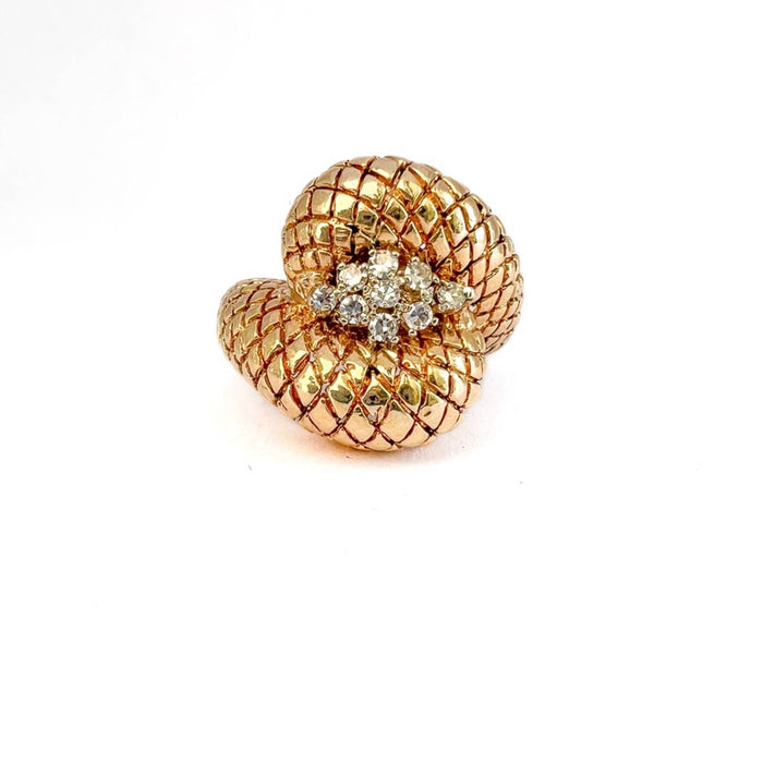 Vintage Diamond Cocktail Ring 14K Yellow Gold