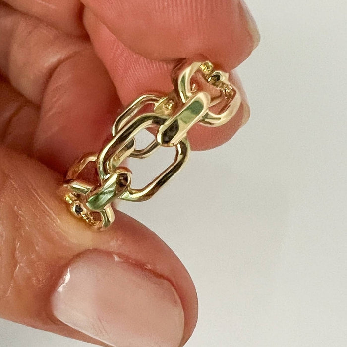 14K Yellow Gold Wide Chain Link Band Ring