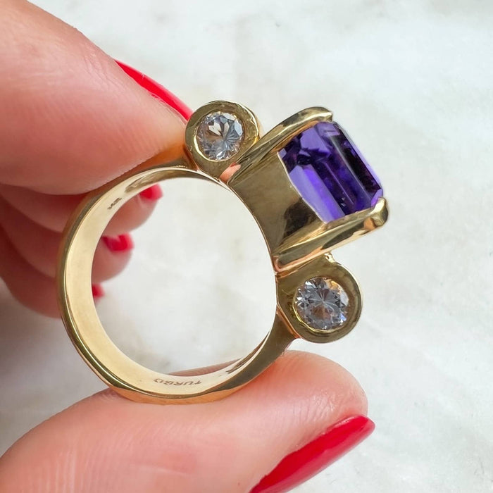 14K Yellow Gold Amethyst Vintage Ring