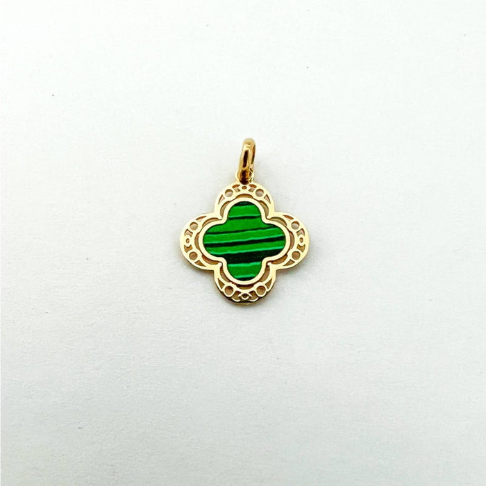 Inlay Clover Pendant 14K Yellow Gold