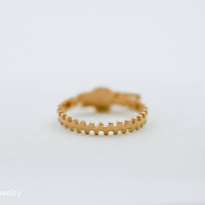 14k Yellow Gold Zipper Band Ring