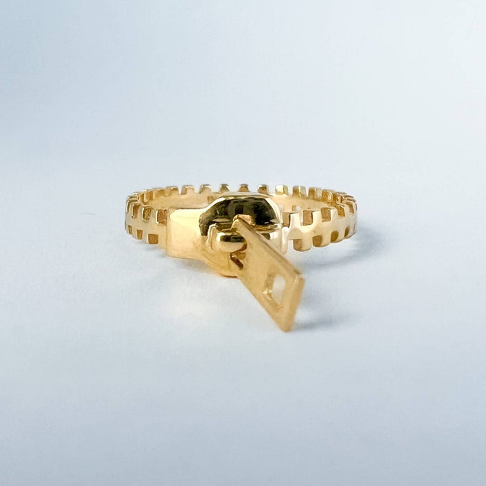 14k Yellow Gold Zipper Band Ring