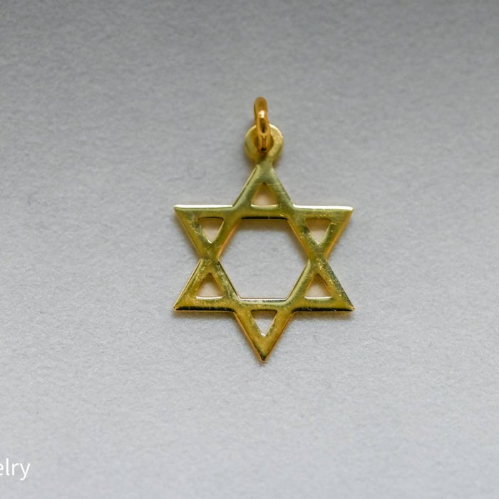 14K Yellow Gold Star of David Charm Pendant