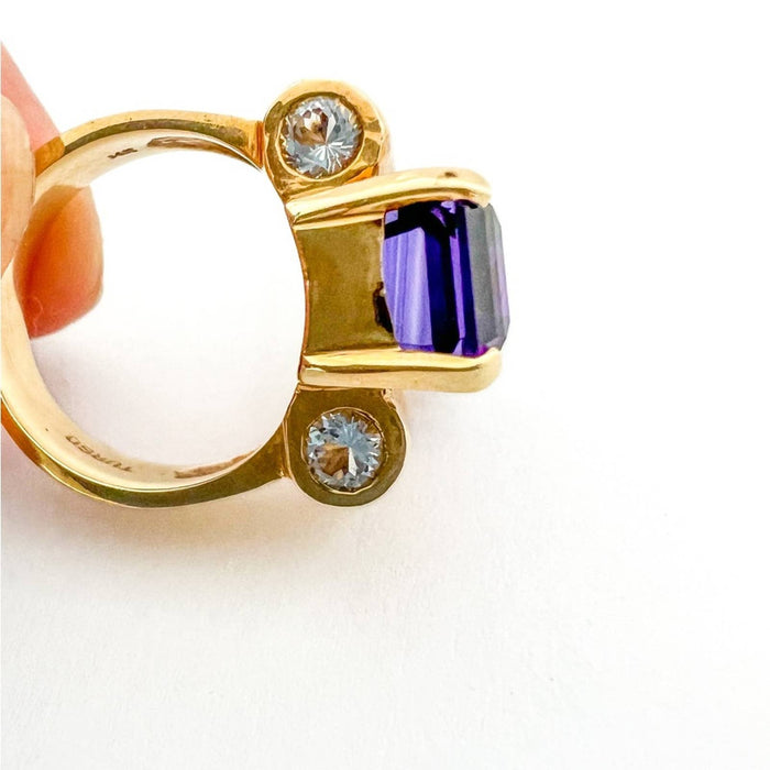 14K Yellow Gold Amethyst Vintage Ring