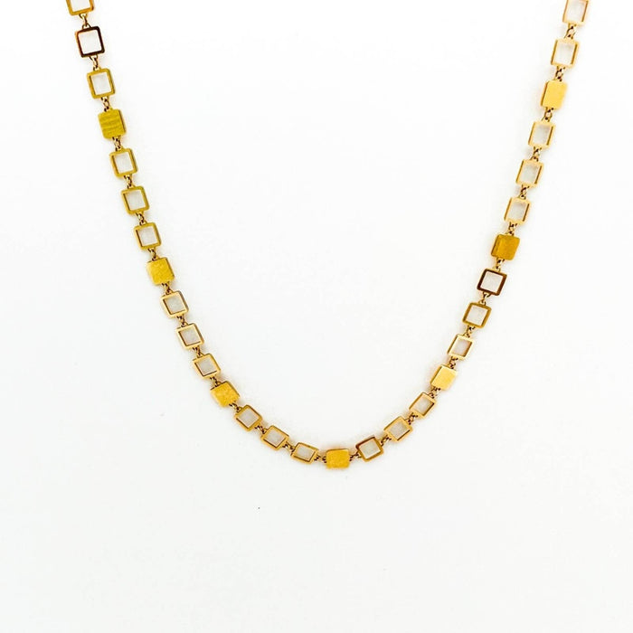 Open Square Link Necklace 14K Yellow Gold