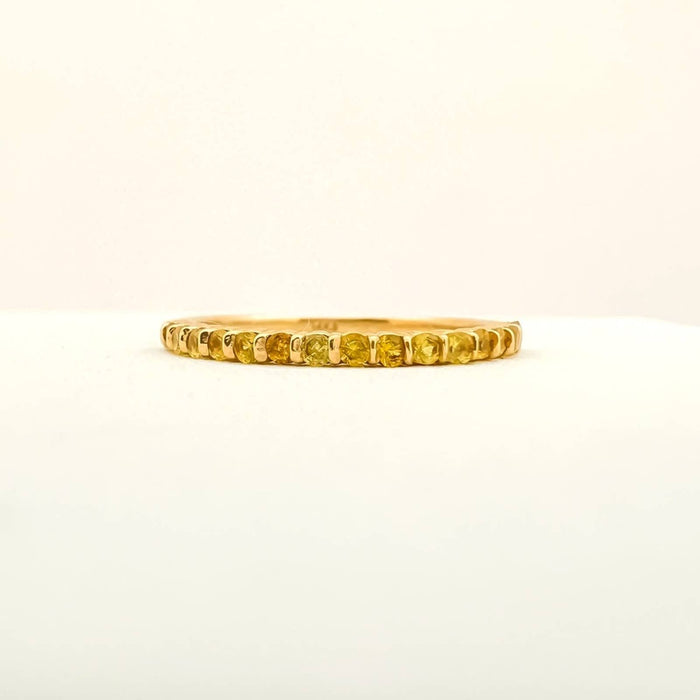 14K Yellow Gold Yellow Sapphire Band Ring.