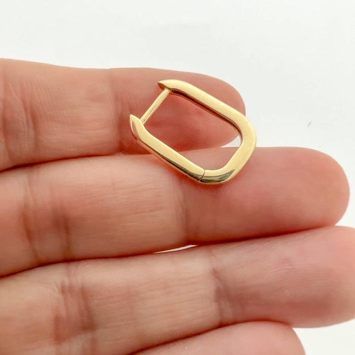 Paper Clip Huggie Hoops Earrings 14K Yellow Gold