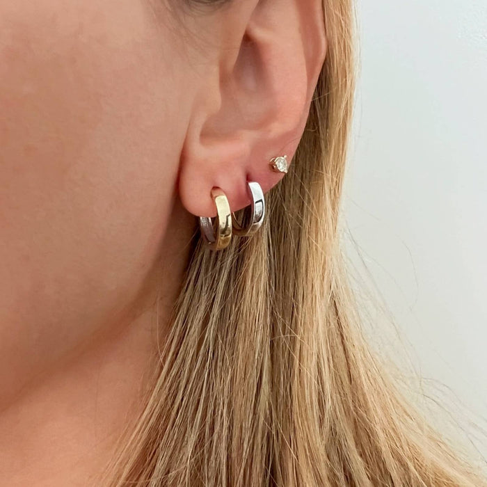 Two Sides 14K Two-tone Gold Hoops Earrings