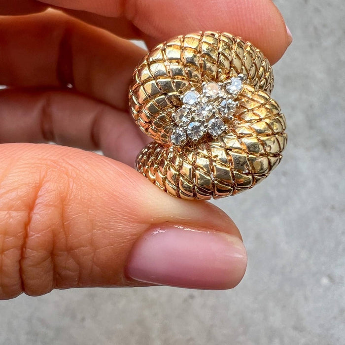 Vintage Diamond Cocktail Ring 14K Yellow Gold