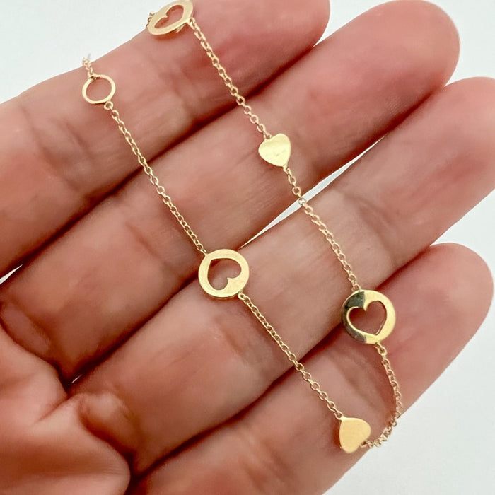 14K Yellow Gold Open Heart Necklace