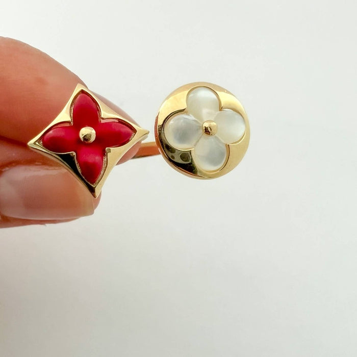 Double Flower Open Ring 14K Yellow Gold